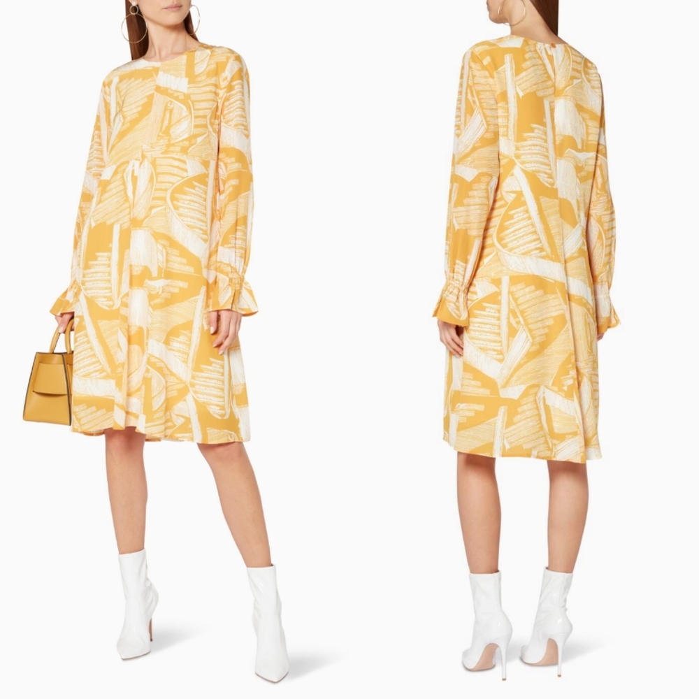 Stine Goya Silk Yellow Printed Page Dress